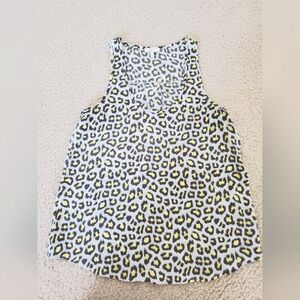 Joie Silk Gray Yellow Leopard Print Sleeveless Scoop Neck Top Womens XS